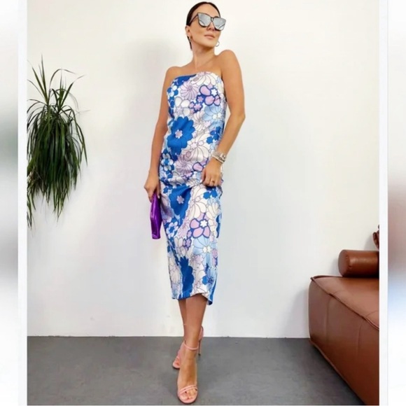 🌴 Mix & Match 2/$150 🌴 Zara Retro Mod Floral Print Strapless Midi Dress - Picture 3 of 16